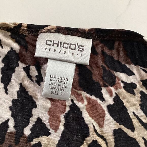 Chico’s Travelers Open Front Cardigan with Tie Sz 3 Leopard Animal Print - Picture 6 of 9